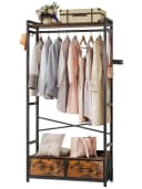 Yorbay Kleiderständer Garderobenständer mit 2 Schubladen & Aufbewahrungsbox, Retro Design Bild 2