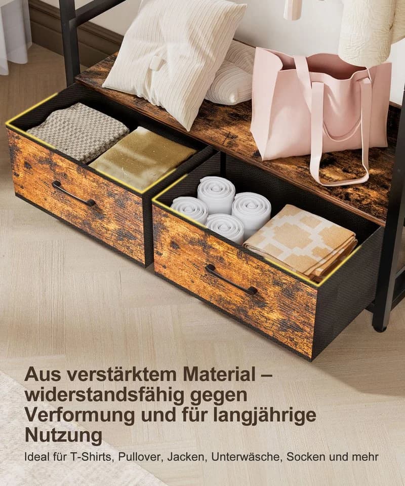 Yorbay Kleiderständer Garderobenständer mit 2 Schubladen & Aufbewahrungsbox, Retro Design - Bild 4