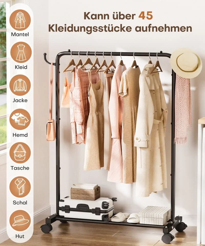 Yorbay Kleiderständer auf Rollen Schwarz 50kg Traglast - Bild 3