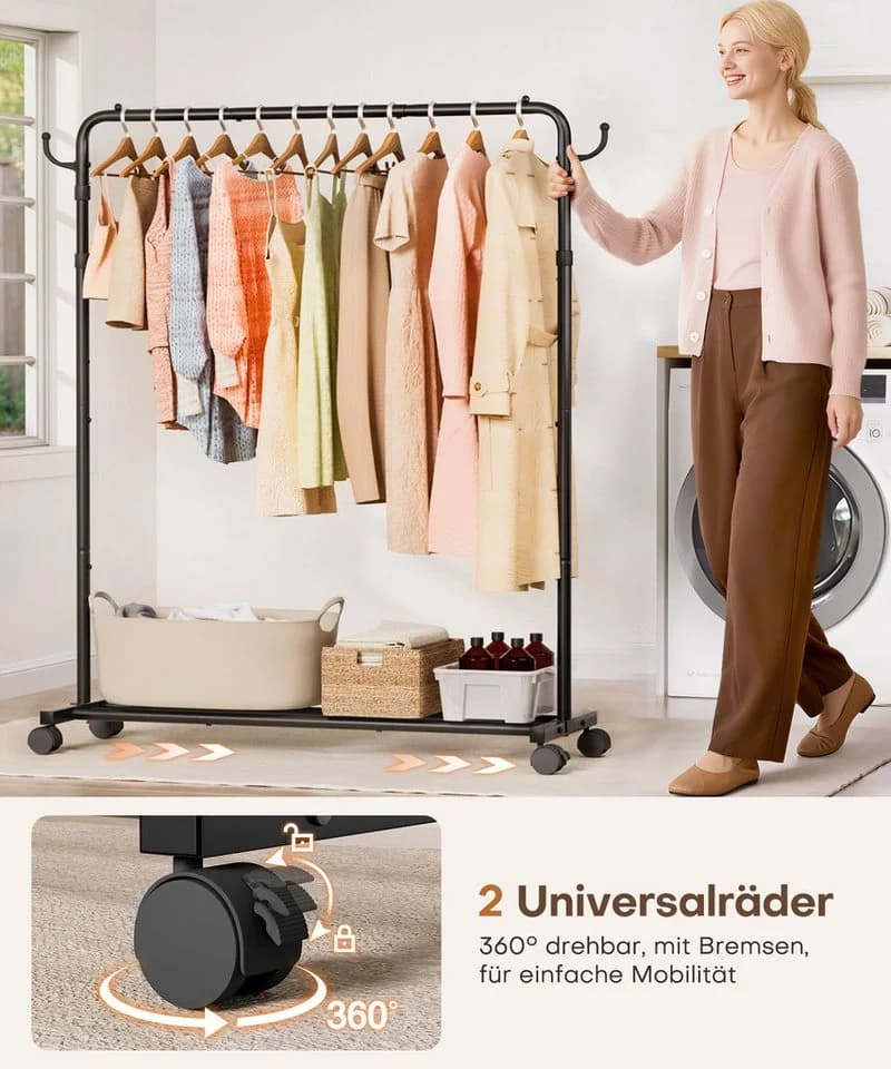 Yorbay Kleiderständer auf Rollen Schwarz Verstellbar - Bild 3