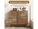 Yorbay Sideboard Küchenschrank mit 2 Rattan-Schiebetüren Walnuss Bild 1