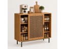 Yorbay Sideboard Küchenschrank mit 2 Rattan-Schiebetüren Walnuss Bild 2