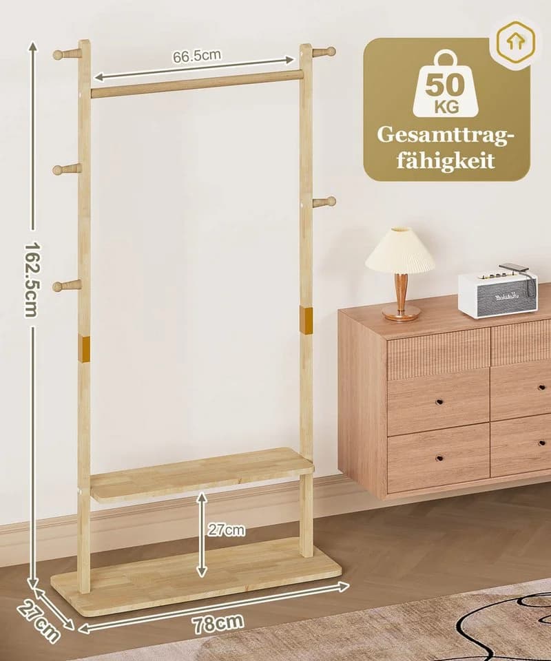 Yorbay Kleiderständer Massivholz - Offener Kleiderschrank Naturholz - Bild 3
