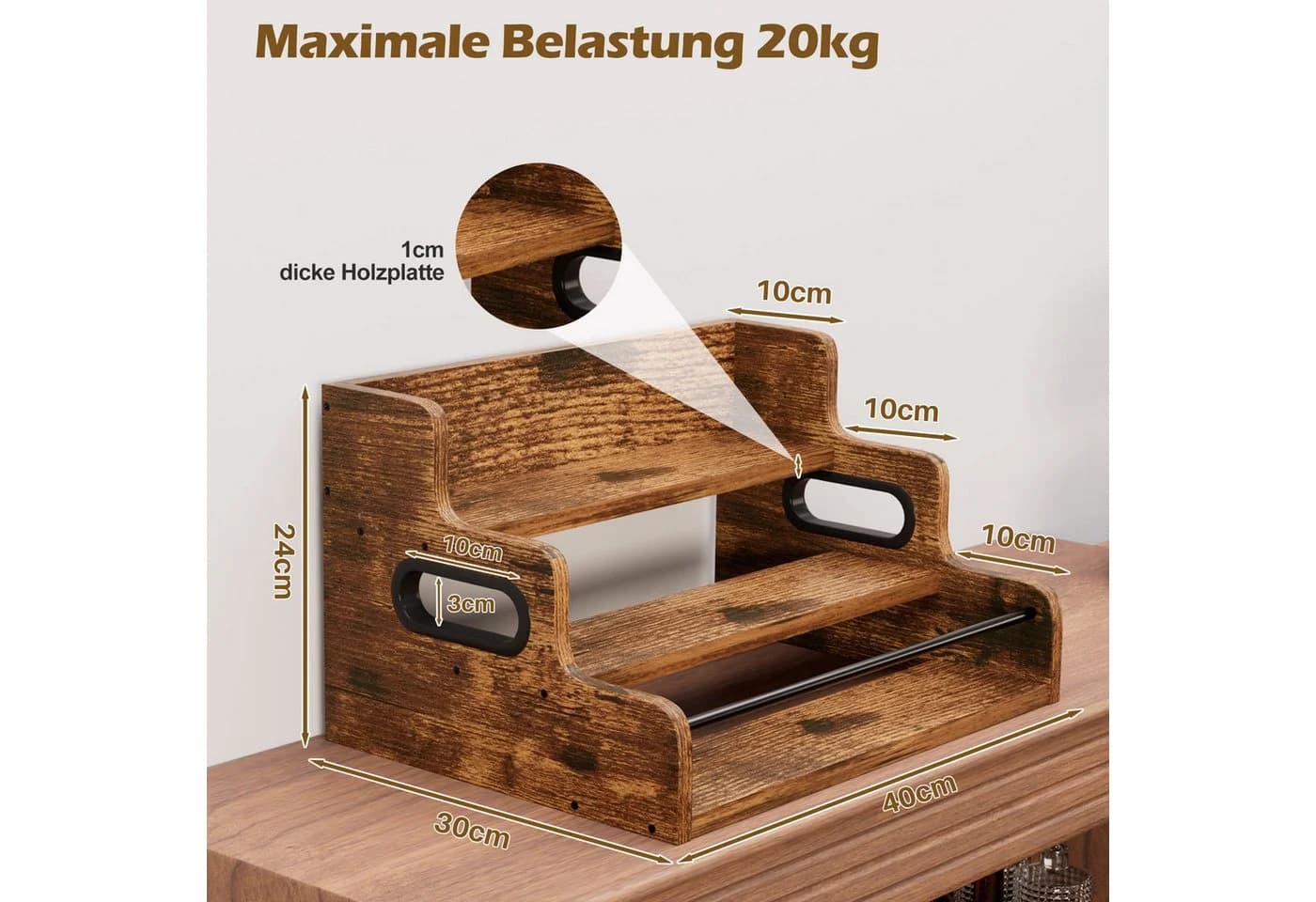 Yorbay Weinregal für Arbeitsplatte, Weinständer aus Holz, Dreistöckiger Bar-Regal, Weinflaschenhalter für Küche, Wohnzimmer und Home-Bar