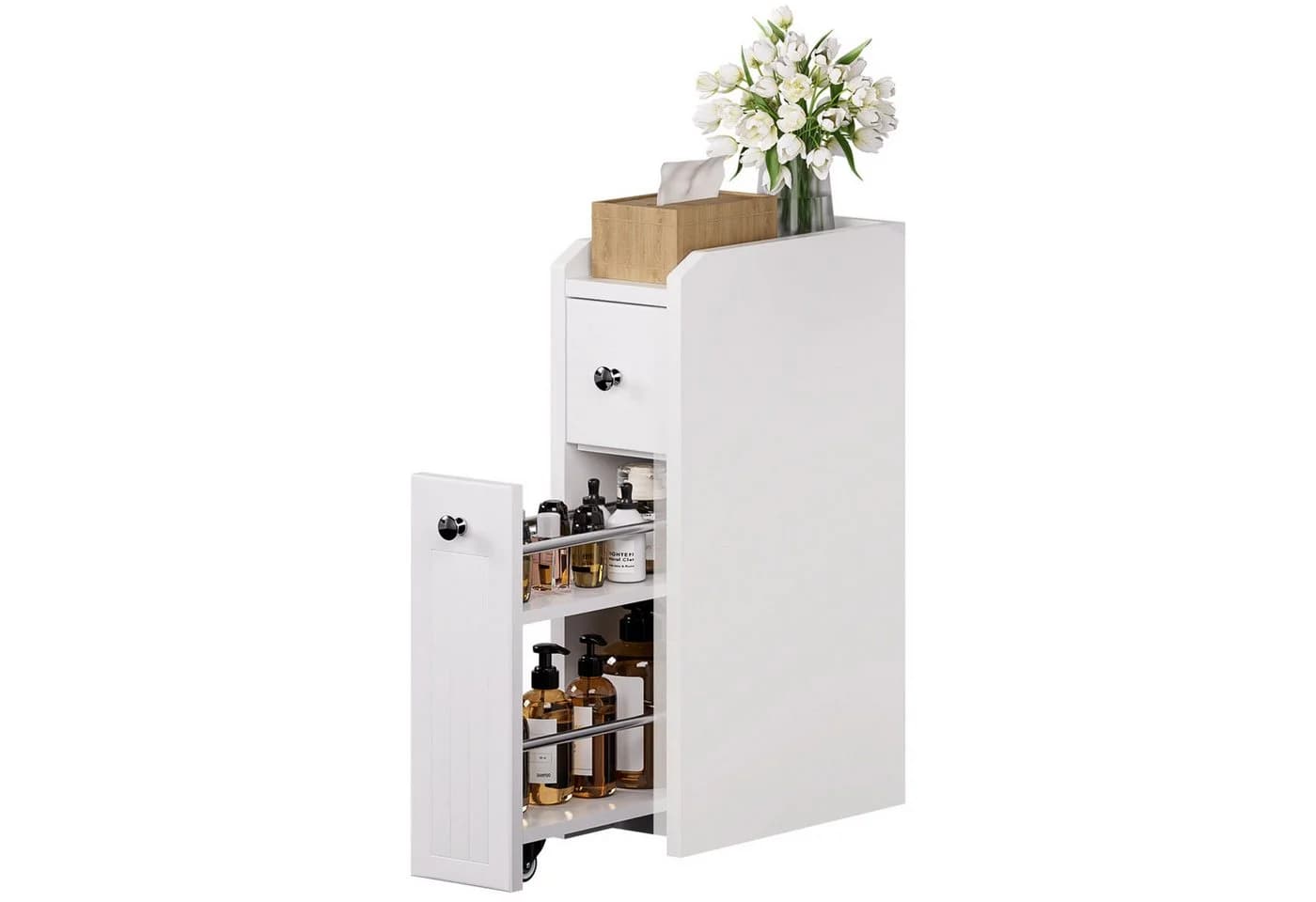 Yorbay Badkommode Badezimmerschrank Toilettenschrank, mit Schubladen für schmale Nischen - Bild 2