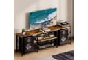 Yorbay Lowboard TV Schrank für Fernseher bis zu 70 Zoll, Schwarz & Retro Holzfarben Bild 2