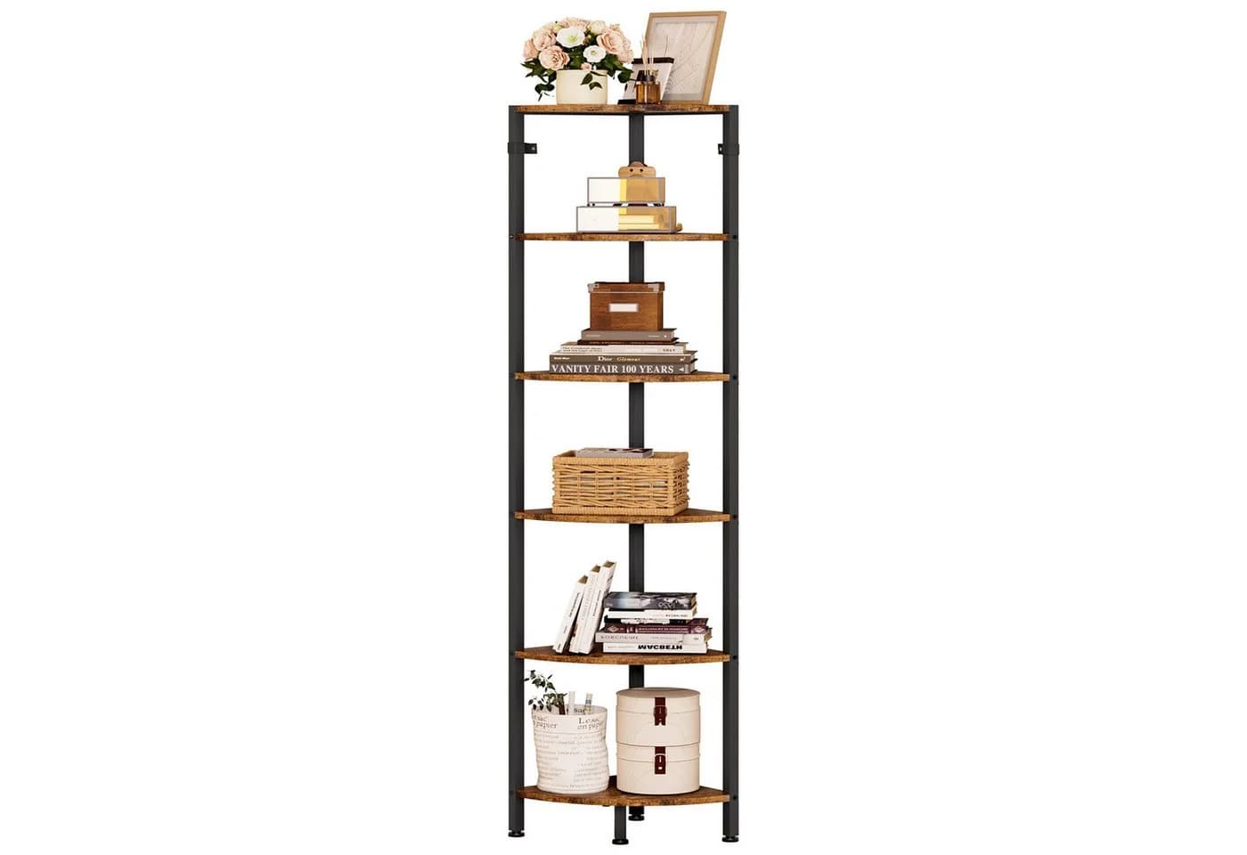 Yorbay Eckregal 6 Ebenen Platzsparend Standregal Stehend Hochregal mit Kippschutz 170cm