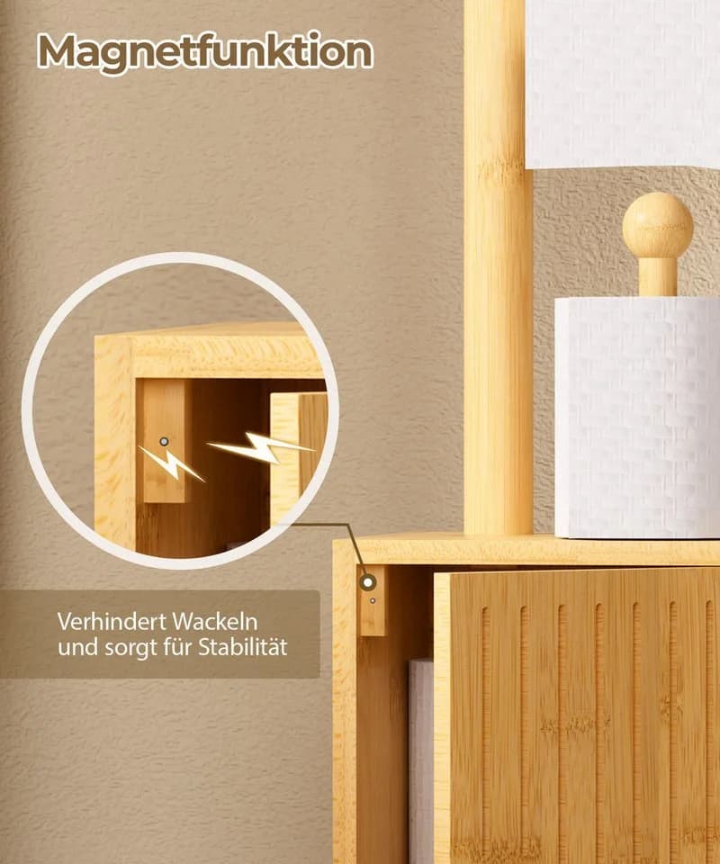 Yorbay Toilettenpapierhalter Bambus Badezimmerschrank - Bild 5