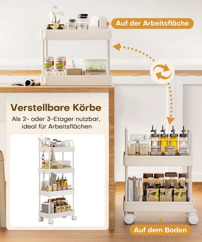 Yorbay Beistellwagen 4 Ebenen Weiß mit Rollen - Bild 4