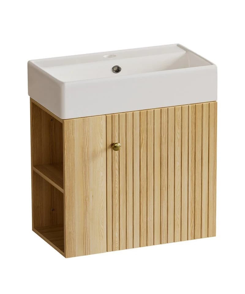 Yorbay Waschtischunterschrank mit Keramikwaschbecken Modern Weiß