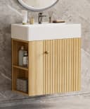 Yorbay Waschtischunterschrank mit Keramikwaschbecken Modern Weiß Bild 2