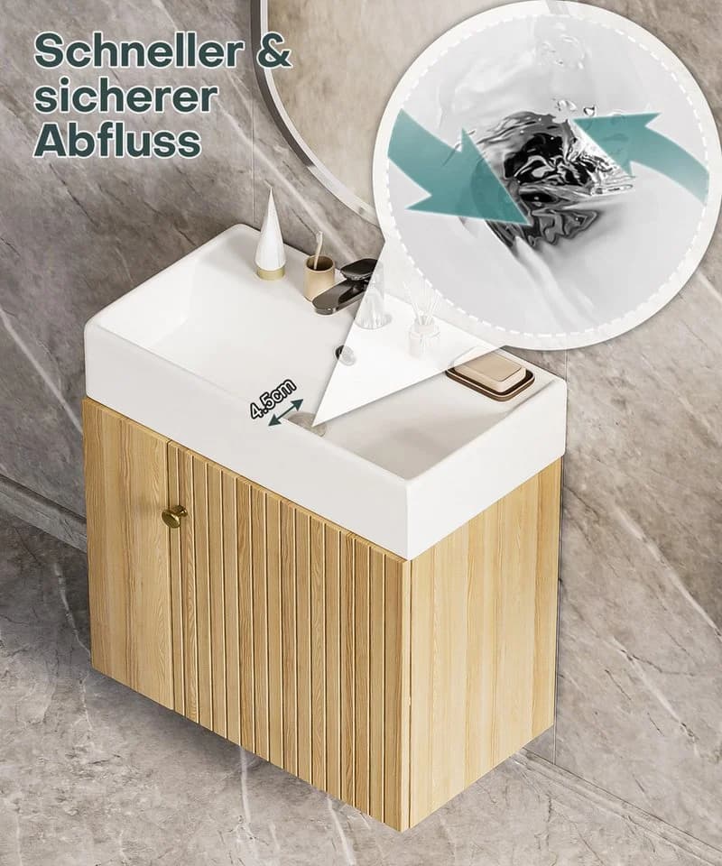 Yorbay Waschtischunterschrank mit Keramikwaschbecken Modern Weiß - Bild 4