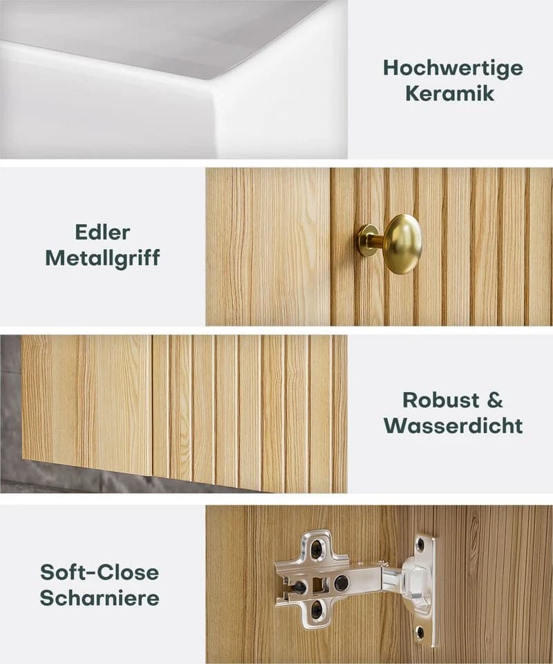 Yorbay Waschtischunterschrank mit Keramikwaschbecken Modern Weiß - Bild 5
