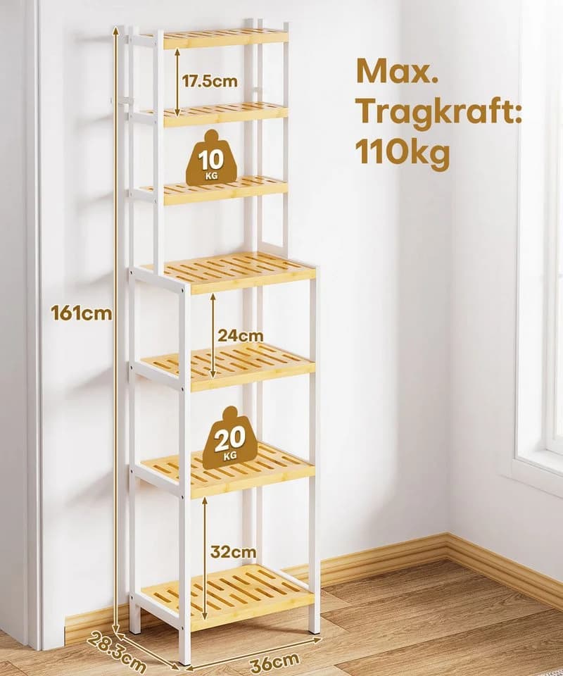 Yorbay Standregal 7 Ebenen Bambus - Bild 3