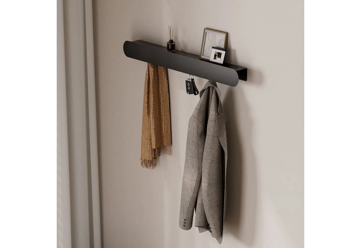 Yorbay Wandgarderobe mit Ablagebrett, Metall, 6 verdeckte Garderobenhaken