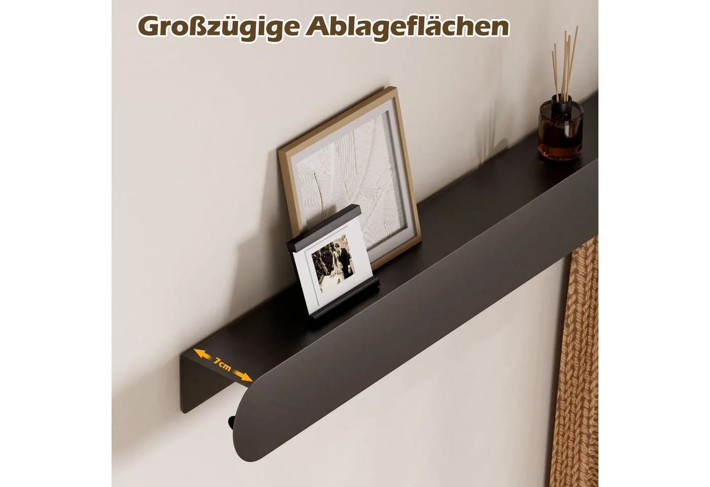 Yorbay Wandgarderobe mit Ablagebrett, Metall, 6 verdeckte Garderobenhaken - Bild 4