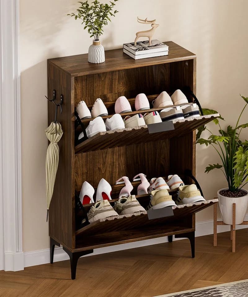 Yorbay Schuhschrank mit 2 Klappen & verstellbaren Trennwänden - Bild 3