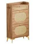 Yorbay Schuhschrank Schmal mit Rattan-Deko & 2 Klappen Bild 2