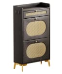Yorbay Schuhschrank Schmal Schwarz Rattan-Optik Bild 3