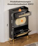 Yorbay Schuhschrank Schmal Schwarz Rattan-Optik Bild 4