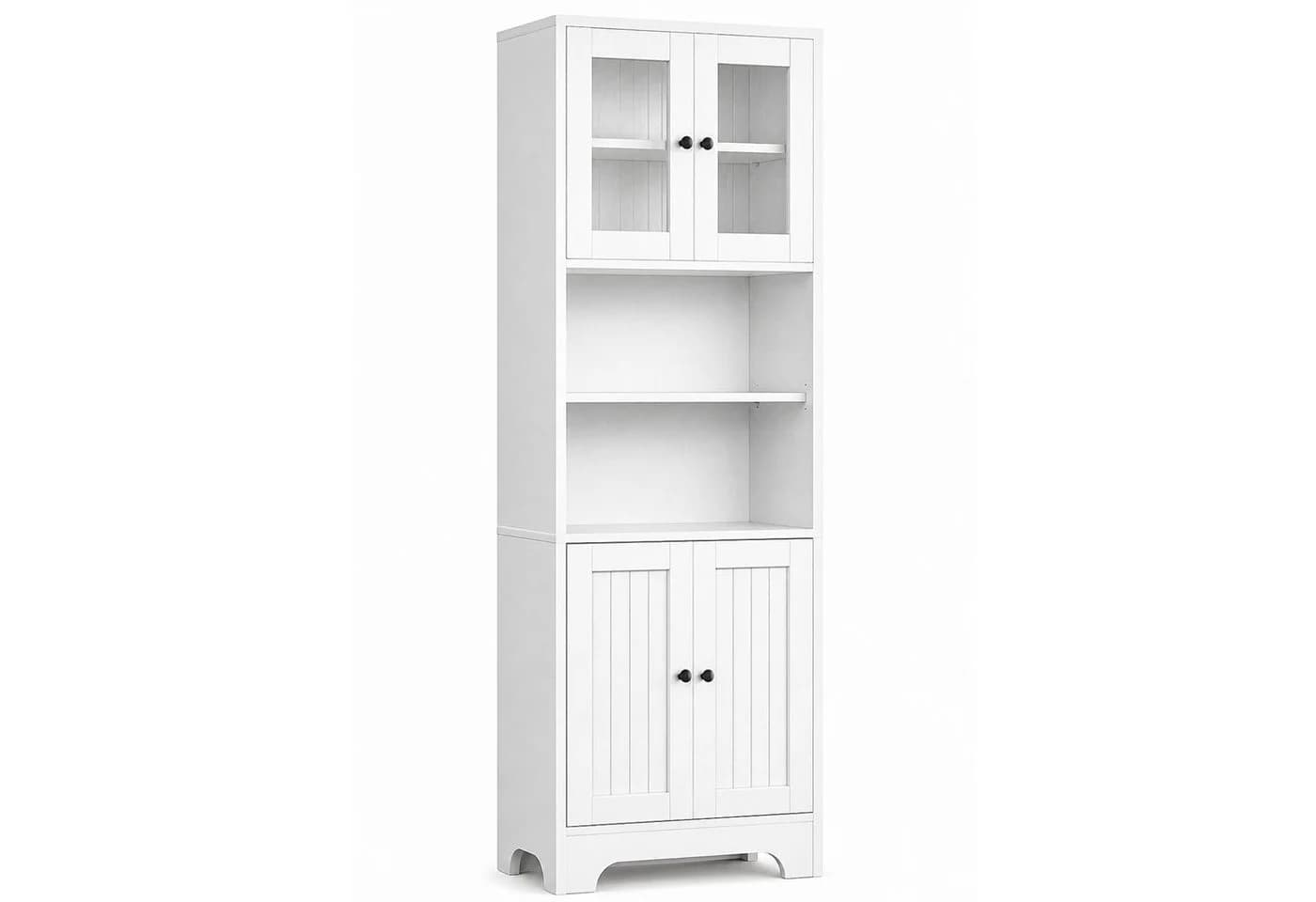 Yorbay Hochschrank 4 Türen mit Glasfronten
