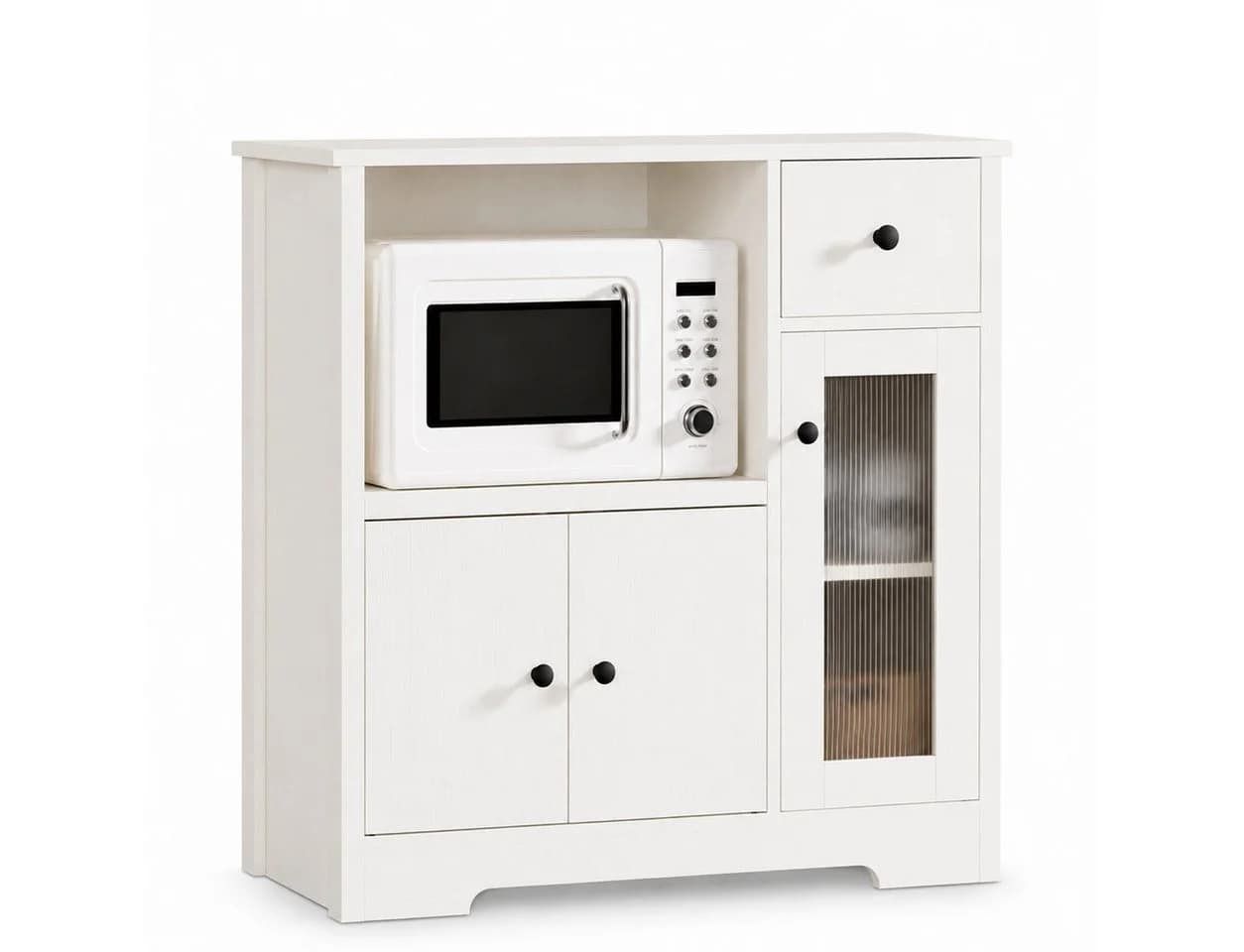 Yorbay Sideboard mit Kabeldurchlass & Acrylglastür weiß - Bild 2