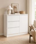 Yorbay Sideboard Weiß mit Glastür und Schubladen Bild 1
