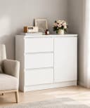 Yorbay Sideboard Weiß mit Glastür und Schubladen Bild 3