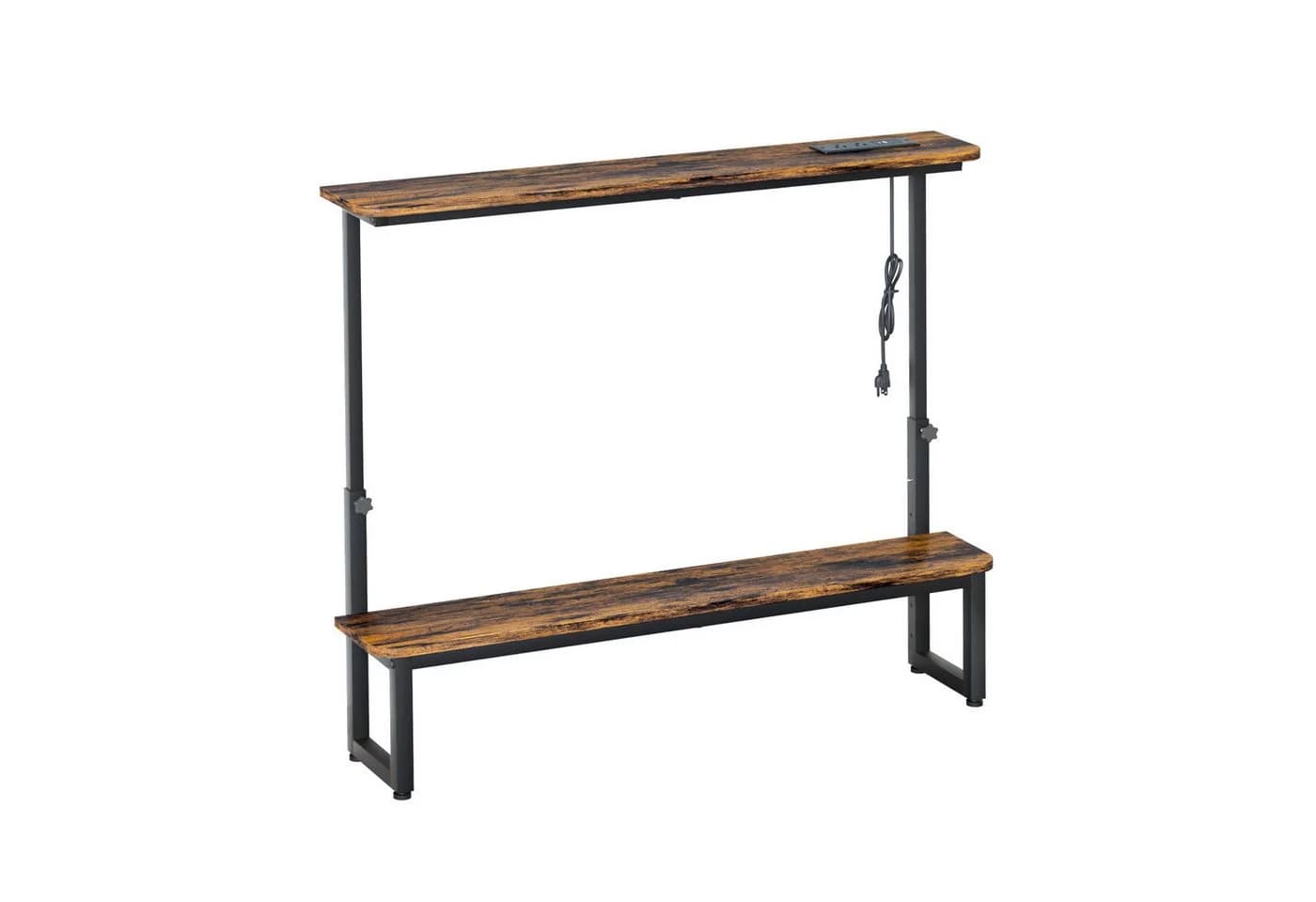 Yorbay Konsolentisch Höhenverstellbar mit Steckdosen & USB Vintage Schwarz
