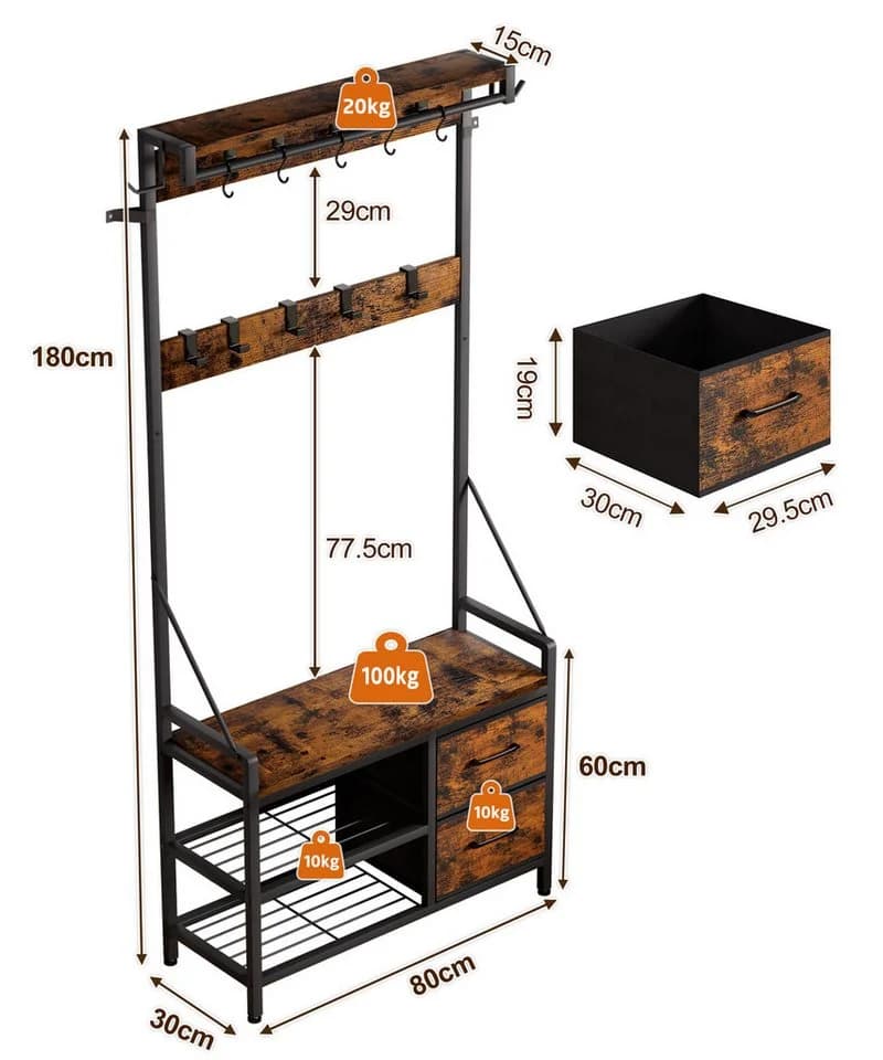 Yorbay Kleiderständer mit Schuhregal & Sitzbank 4-in-1 - Bild 3