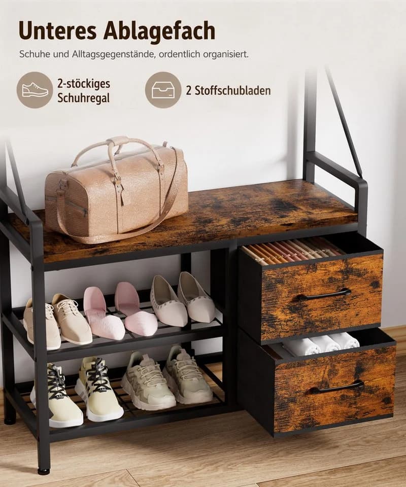 Yorbay Kleiderständer mit Schuhregal & Sitzbank 4-in-1 - Bild 5