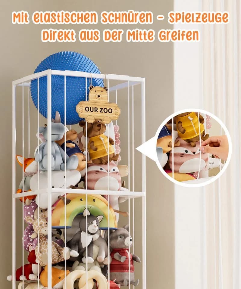 Yorbay Kinderregal Kuscheltier Aufbewahrung Extra groß mit Elastischem Band - Bild 3