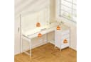Yorbay Eckschreibtisch L-Form 140 cm mit Schubladen, LED & Steckdose Weiß Bild 3