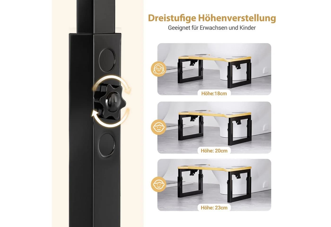 Yorbay Badhocker aus Massivholz 3-fach verstellbar klappbar bis 226 kg - Bild 5