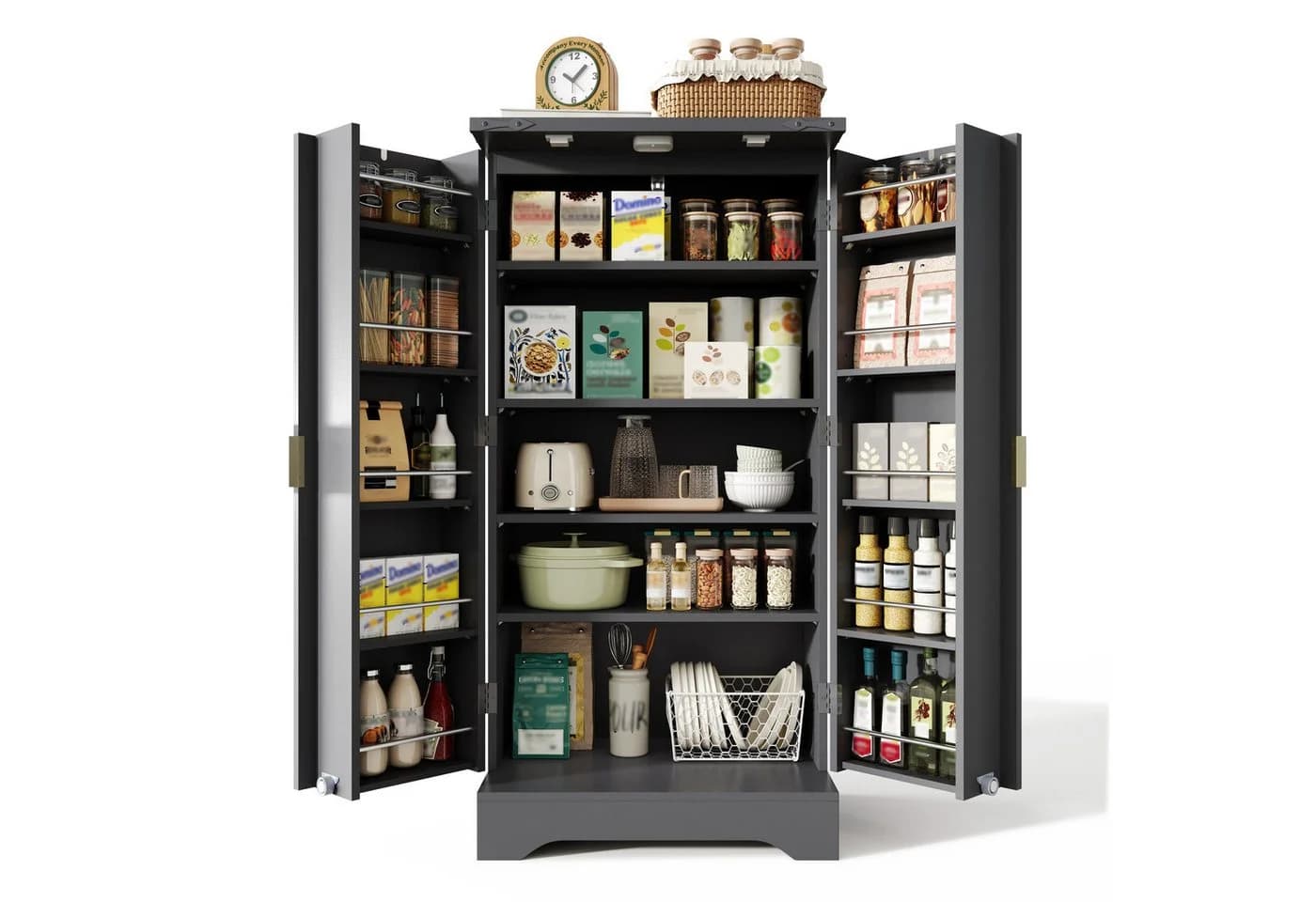 Yorbay Mehrzweckschrank mit LED-Beleuchtung & verstellbaren Regalen - Bild 2