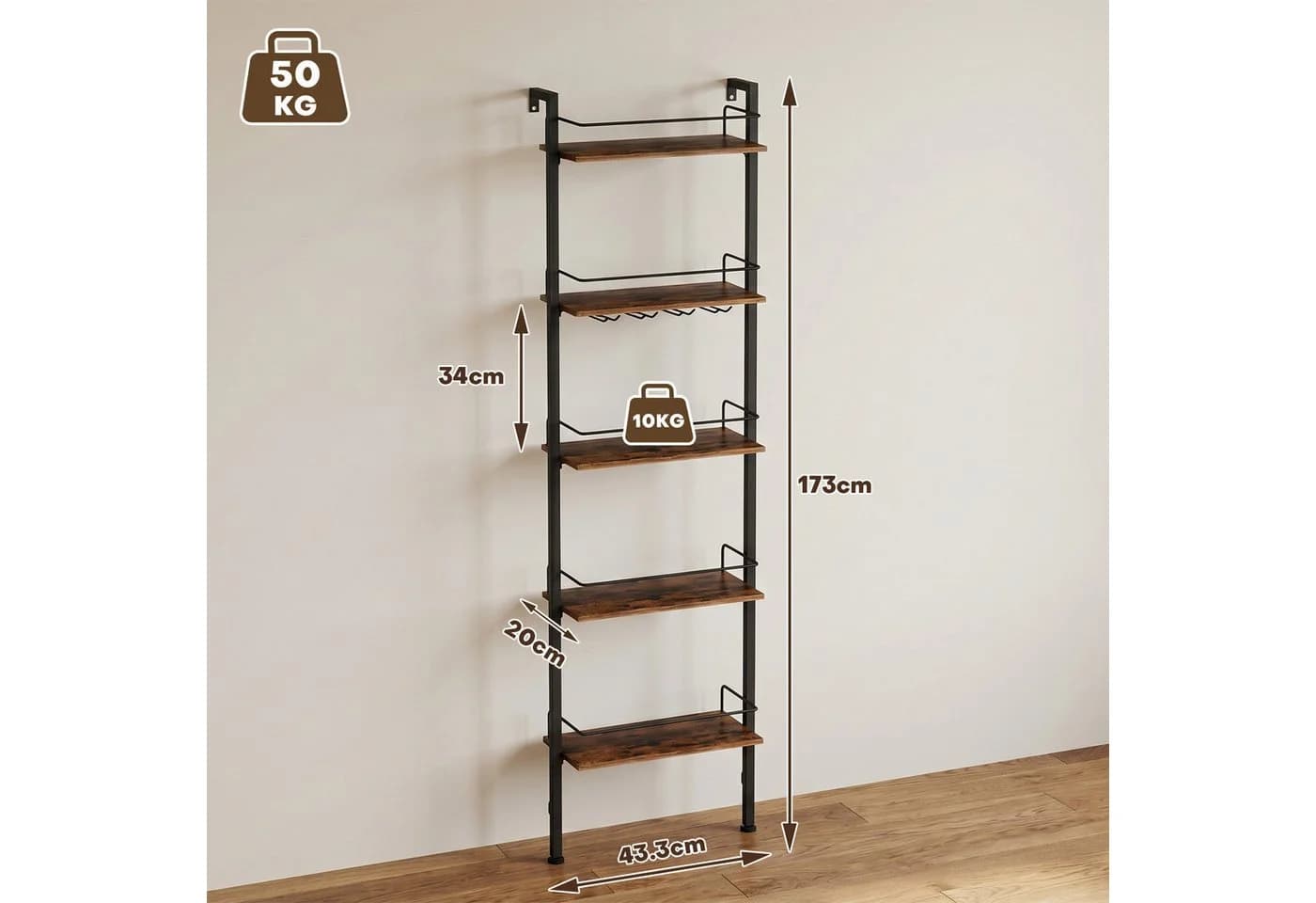 Yorbay Weinregal 5-Tier mit LED-Lichtern & Absturzsicherung - Bild 4