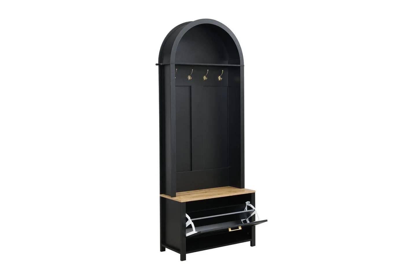Yorbay Garderobe mit Schuhschrank & Hakenleiste Modern Weiß Holzoptik - Bild 2