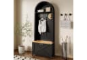 Yorbay Garderobe mit Schuhschrank & Hakenleiste Modern Weiß Holzoptik Bild 4