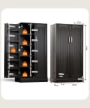 Yorbay Mehrzweckschrank mit LED-Sensorlicht & höhenverstellbaren Regalen Schwarz Bild 4