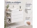 Yorbay Waschtischunterschrank Wandhängend Weiß 80 cm mit Soft Close Schubladen Bild 3