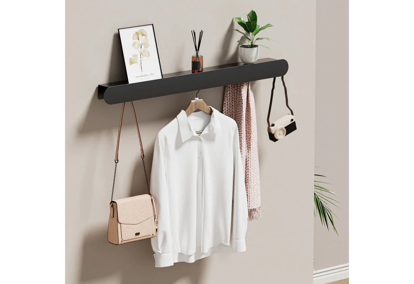 Yorbay Wandgarderobe Metall mit Ablage & 6 Haken - Bild 2