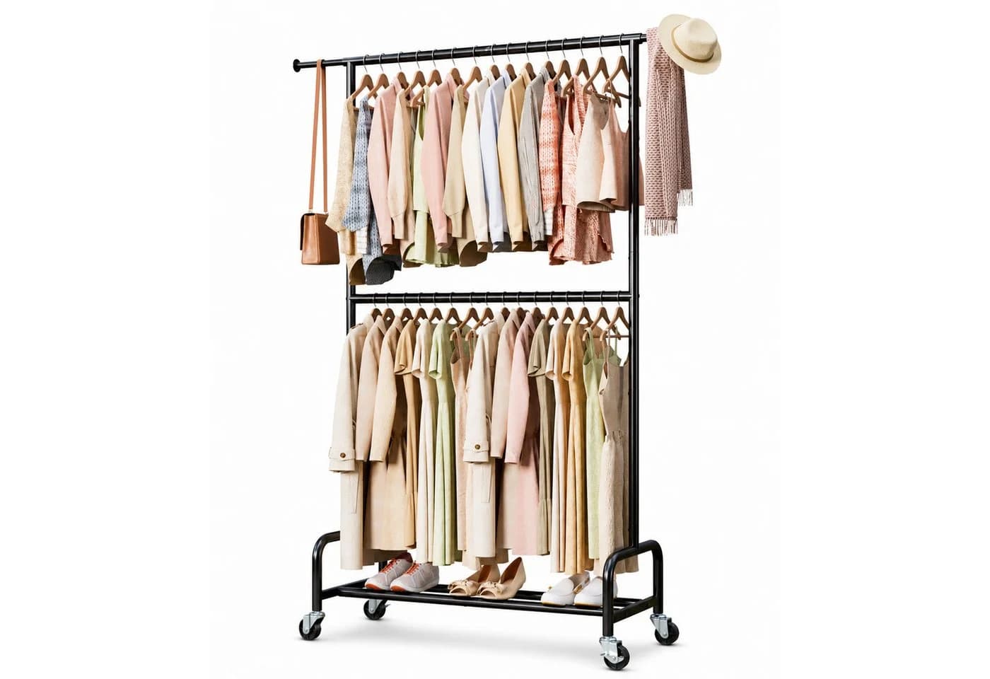 Yorbay Kleiderständer Schwerlast Mattschwarz mit Rollen - Bild 2