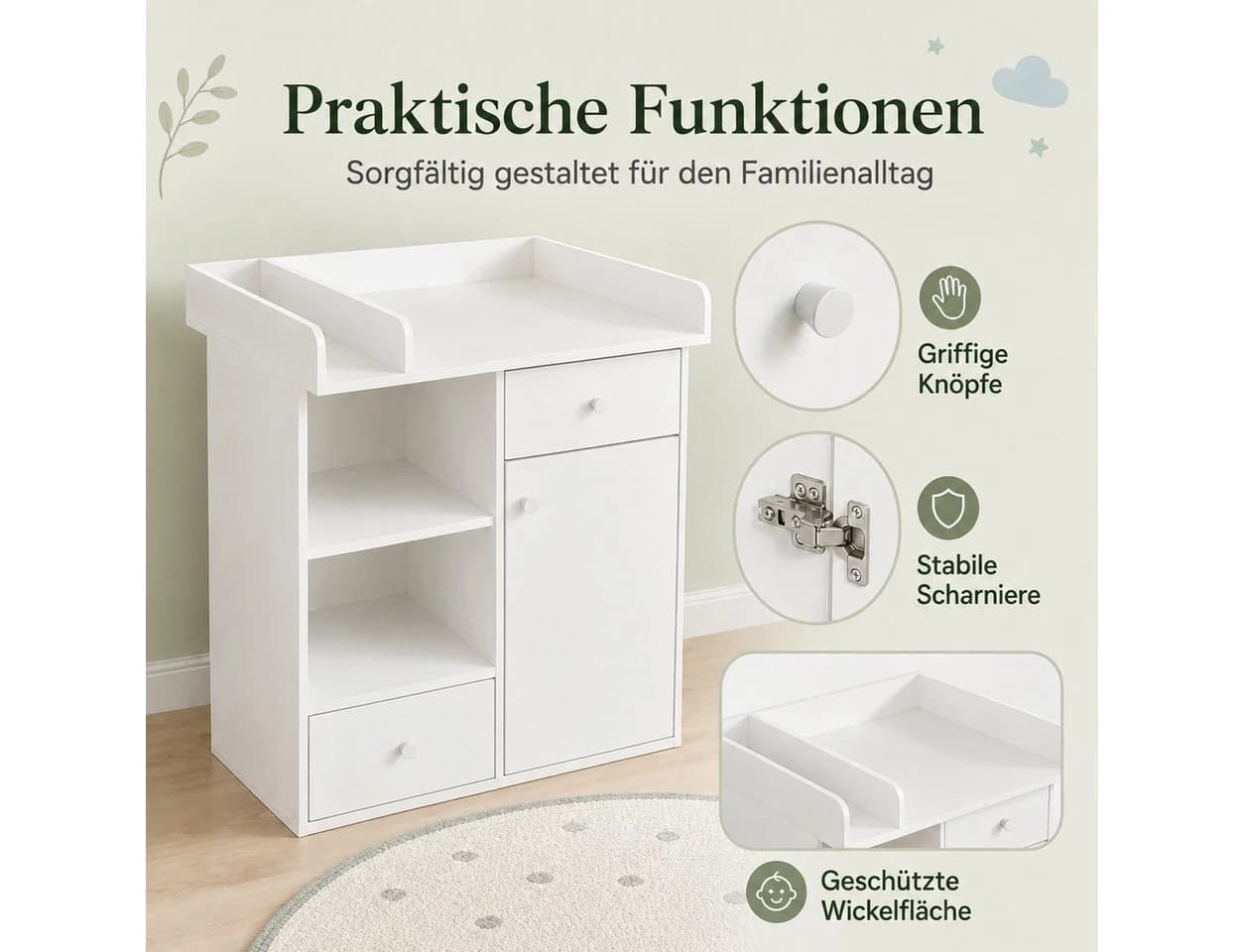 Yorbay Wickelkommode mit LED Licht und Stauraum - Bild 3