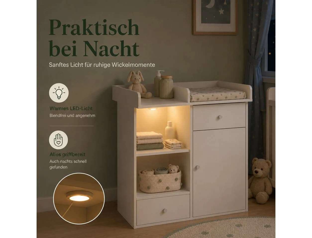 Yorbay Wickelkommode mit LED Licht und Stauraum - Bild 5