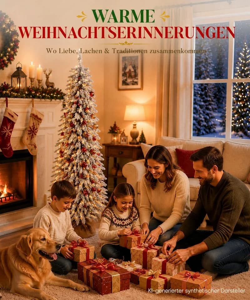 Yorbay Künstlicher Weihnachtsbaum Schlank mit LED-Beleuchtung - Bild 5
