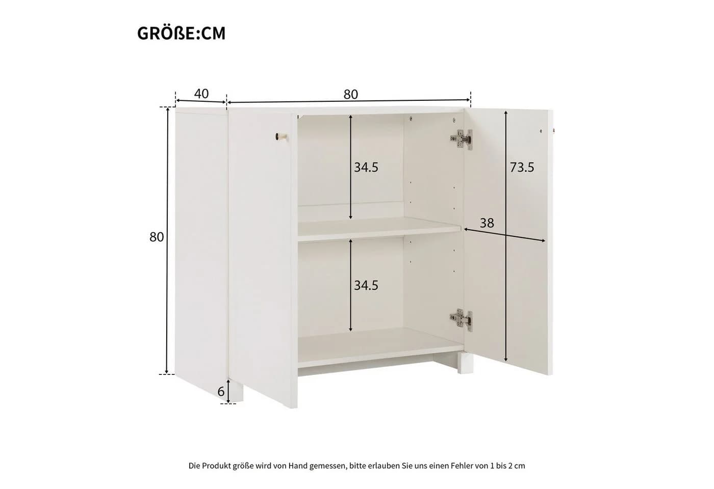 Yorbay Sideboard mit Bogenmuster Creme-Weiß - Bild 4