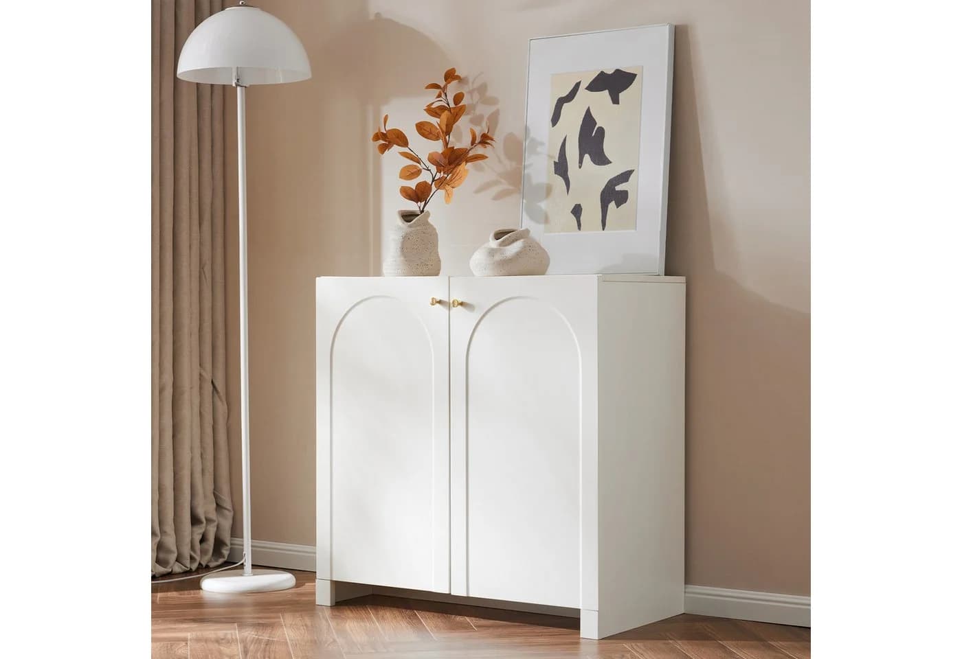 Yorbay Sideboard mit Bogenmuster Creme-Weiß - Bild 5