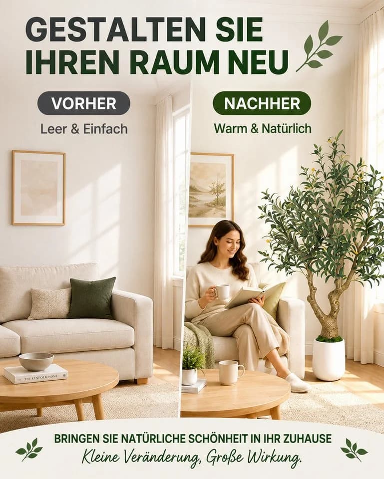 Yorbay Künstlicher Olivenbaum Grün mit 1738 Blättern - Bild 3