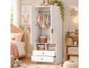 Yorbay Kinderkleiderschrank Weiß mit Schubladen und Kleiderstange Bild 2