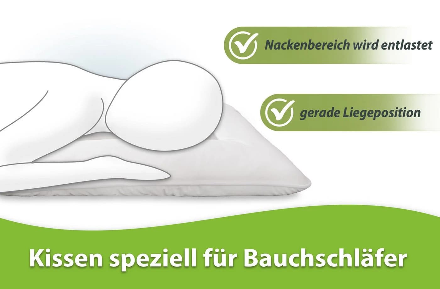 franknatur Bauchschläferkissen Bea - 100% Baumwolle, Weiches Flachkissen - Bild 4